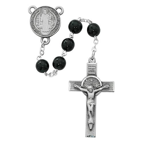 7mm Pewter Black St. Benedict Rosary (Style: R545DF) Sale