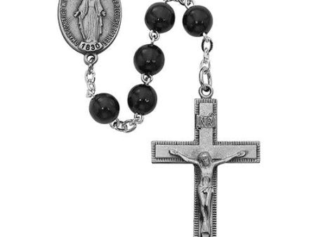 7mm Black Wood Rosary Boxed (Style: R434F) on Sale