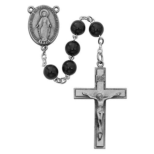 7mm Black Wood Rosary Boxed (Style: R434F) on Sale