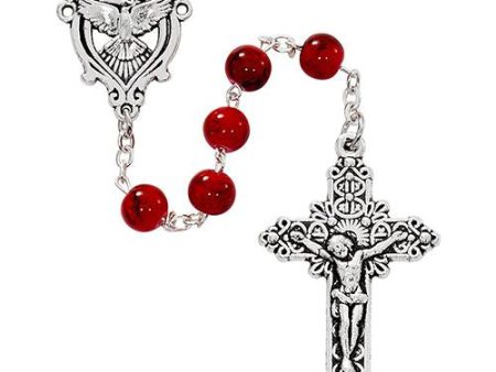 7mm Red Marble Holy Spirit Rosary (Style: P270R) Fashion