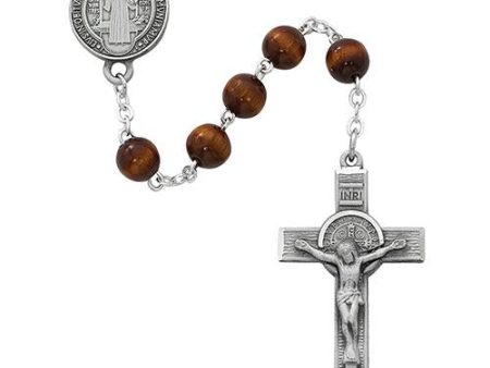 7mm Pewter Brown St. Benedict Rosary (Style: R546DF) For Cheap