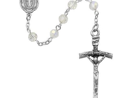 6mm Crystal Papal Rosary (Style: 568-CR F) Cheap