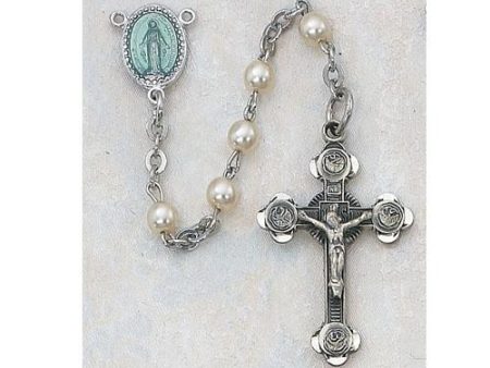 1mm Sterling Silver Pearl Rosary Boxed (Style: 310L G) Online Hot Sale