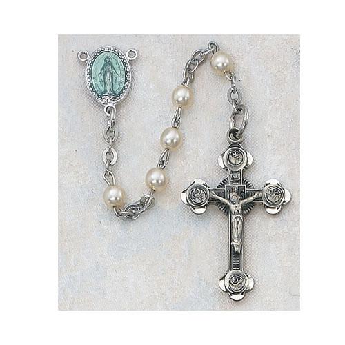 1mm Sterling Silver Pearl Rosary Boxed (Style: 310L G) Online Hot Sale