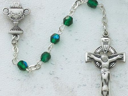 3mm Green Irish Communion Rosary (Style: C48DW) Cheap