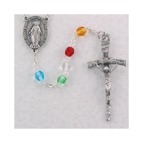 6mm Pewter Crystal Mission Rosary (Style: R231DF) Online Sale