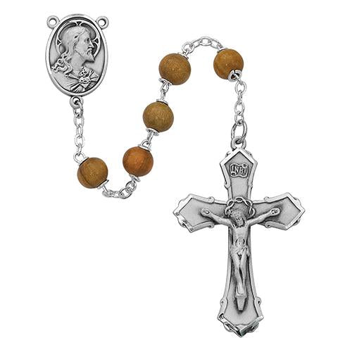 7mm Olive Wood Round Rosary (Style: 126D F) Discount