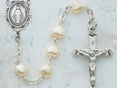 6X6mm Pearl Heart Rosary (Style: 924RW) Online now