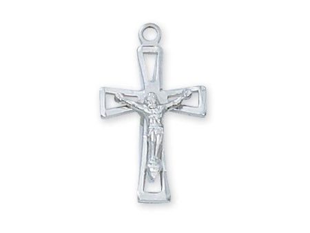 Sterling Silver Crucifix 18  Chain and Box (Style: LBCKOW) For Cheap