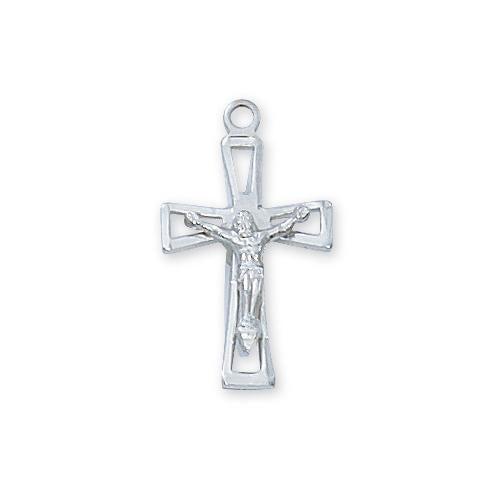 Sterling Silver Crucifix 18  Chain and Box (Style: LBCKOW) For Cheap