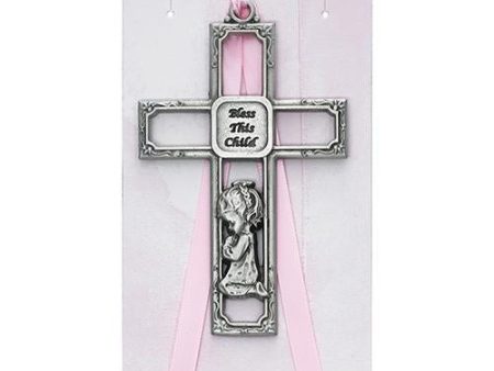 Pewter Girl Cross Carded (Style: PW13-P) Cheap