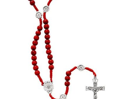 Red Wood Cord Holy Spirit Rosary (Style: P265R) Cheap