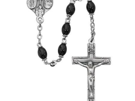 4mmX6mm  Black Glass Oval Rosary (Style: 136D F) Sale