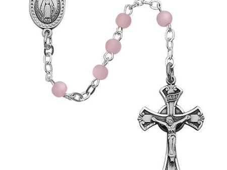 3mm Pink Glass Rosary (Style: 201D-PK G) For Sale