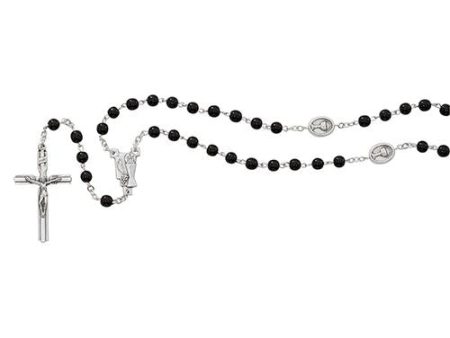 6mm Black Glass Communion Rosary (Style: R664B) Fashion