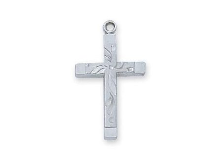 Sterling Silver Cross Silver 18  Chain and Box (Style: L8077) For Discount