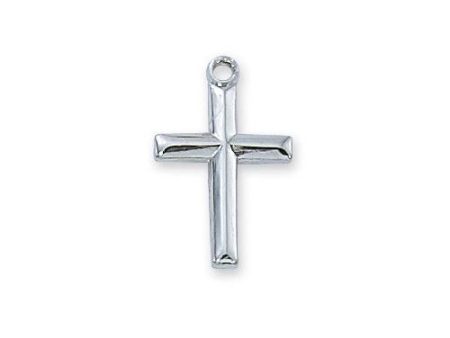 Sterling Silver Cross Silver 18  Chain and Box (Style: L9047) Discount