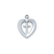 Sterling Silver Heart and Cross 18  Chain (Style: L419W) For Discount