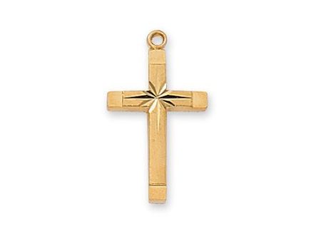 Gold Over Sterling Silver Cross 18  Chain and Box (Style: J8062) Hot on Sale