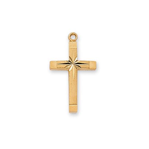 Gold Over Sterling Silver Cross 18  Chain and Box (Style: J8062) Hot on Sale