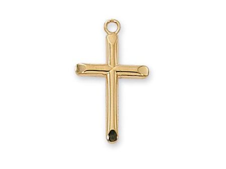 Gold Over Sterling Silver Cross 18  Chain and Box (Style: J8004) Hot on Sale