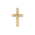 Gold Over Sterling Silver CZ Cross 18  Chain and Box (Style: J7004) For Discount