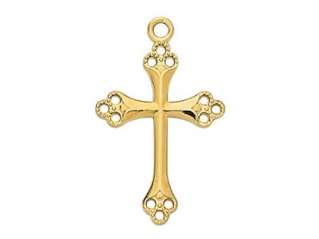 Gold Over Sterling Silver Cross 18  Chain and Box (Style: J9148) For Sale