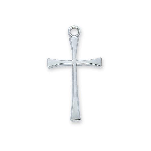 Sterling Silver Cross Silver 18  Chain and Box (Style: L8019W) Cheap