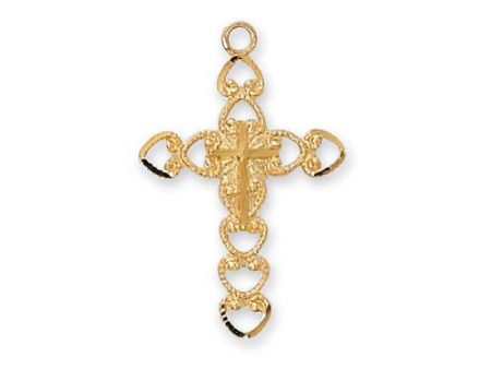 Gold Over Sterling Silver Cross 18  Chain and Box (Style: J6091) Cheap