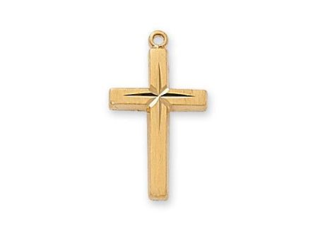 Gold Over Sterling Silver Cross 18  Chain and Box (Style: J7060) Fashion