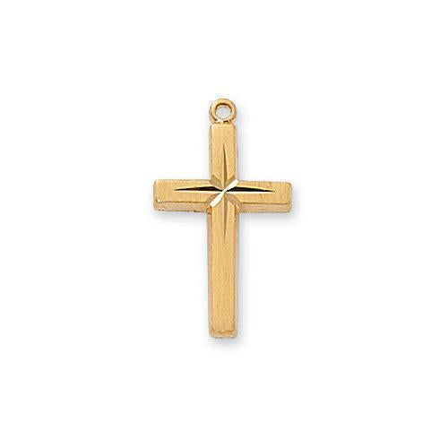 Gold Over Sterling Silver Cross 18  Chain and Box (Style: J7060) Fashion