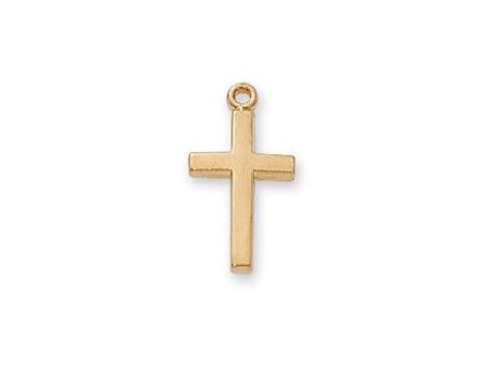 Gold Over Sterling Silver Cross 16  Chain and Box (Style: J6099) Supply