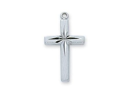 Sterling Silver ENG Cross Silver 18  Chain and Box (Style: L7060) Fashion