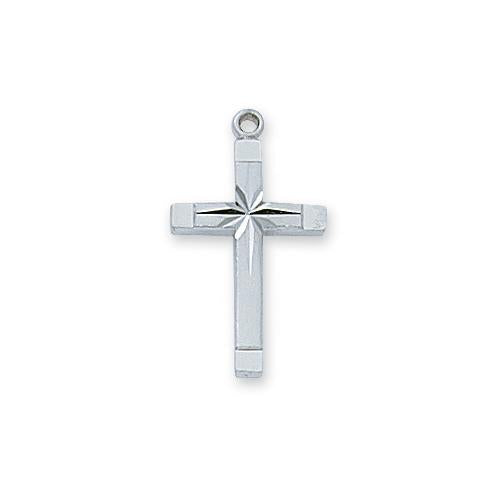 Sterling Silver Engraved Cross Silver 18  Chain and Box (Style: L8062) Fashion