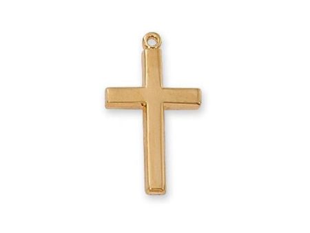 Gold Over Sterling Silver Cross 18  Chain and Box (Style: J7001) on Sale