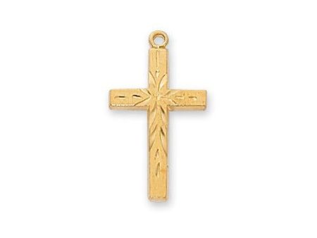 Gold Over Sterling Silver Cross 18  Chain and Box (Style: J7002) For Cheap